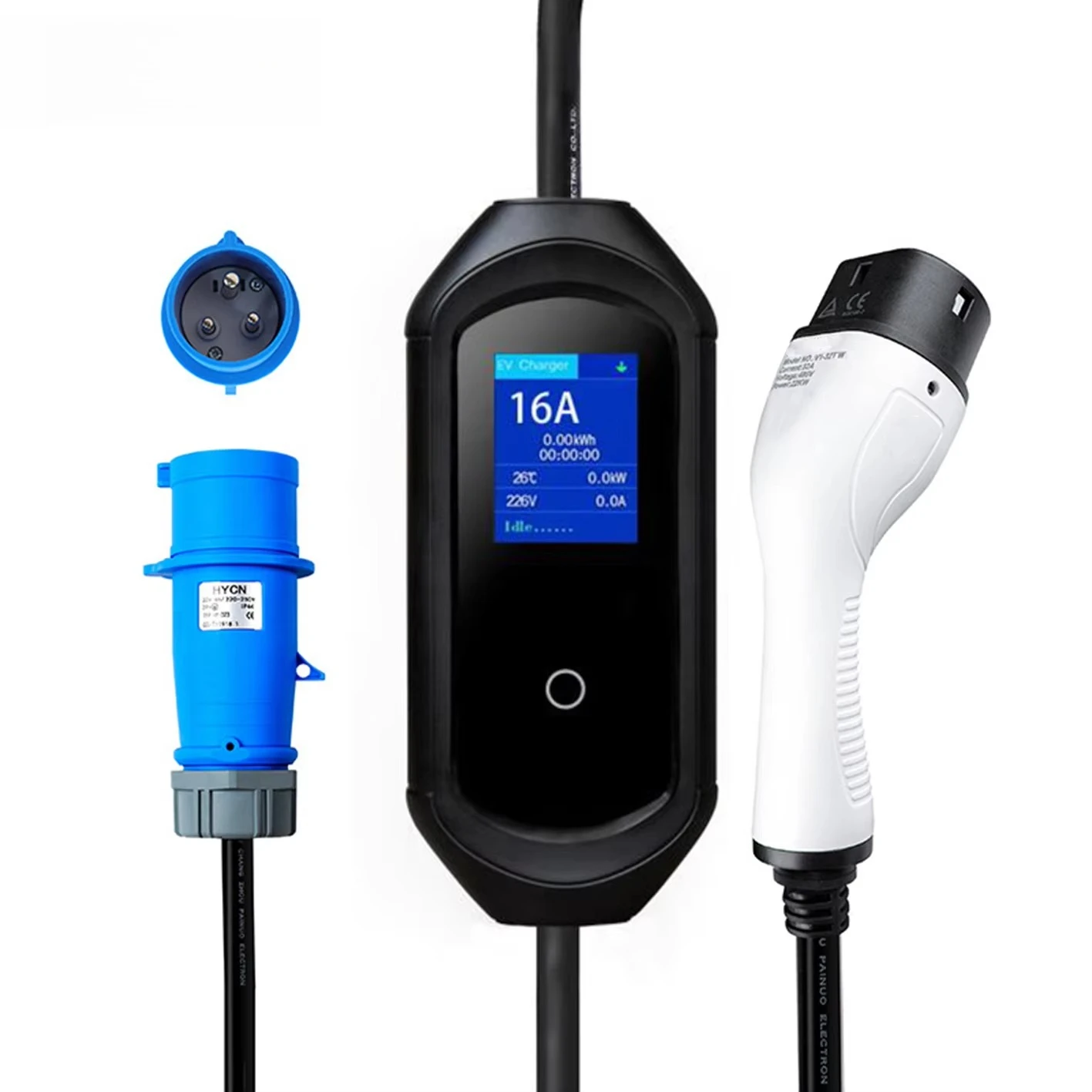 Manufacturer  Type 2 32A 7kw Portable Ev Charger With 5 Meters Cable Adjustable Electric Car Charger