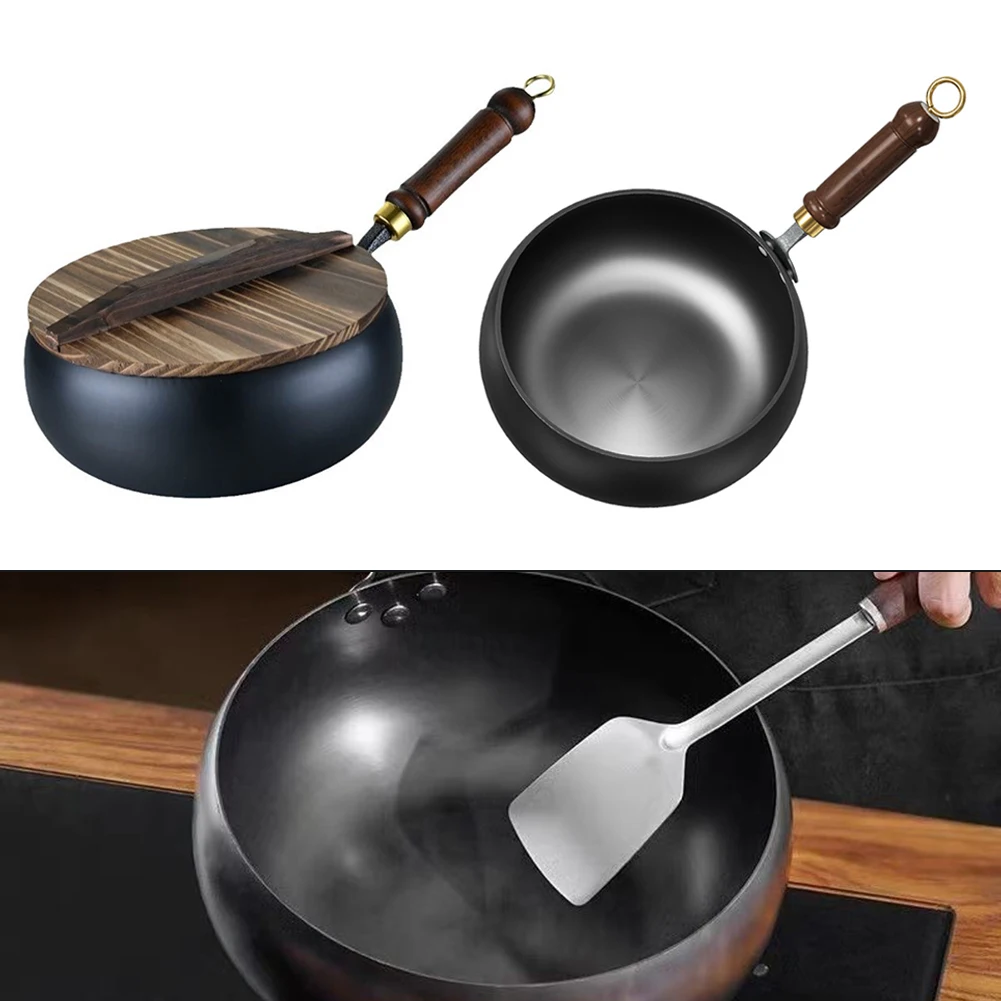 

Pure Iron Uncoated Big Belly Pot Handmade Forging NonStick Pan Household Small Flat Bottom Frying Pan For Kitchen Gas Stove