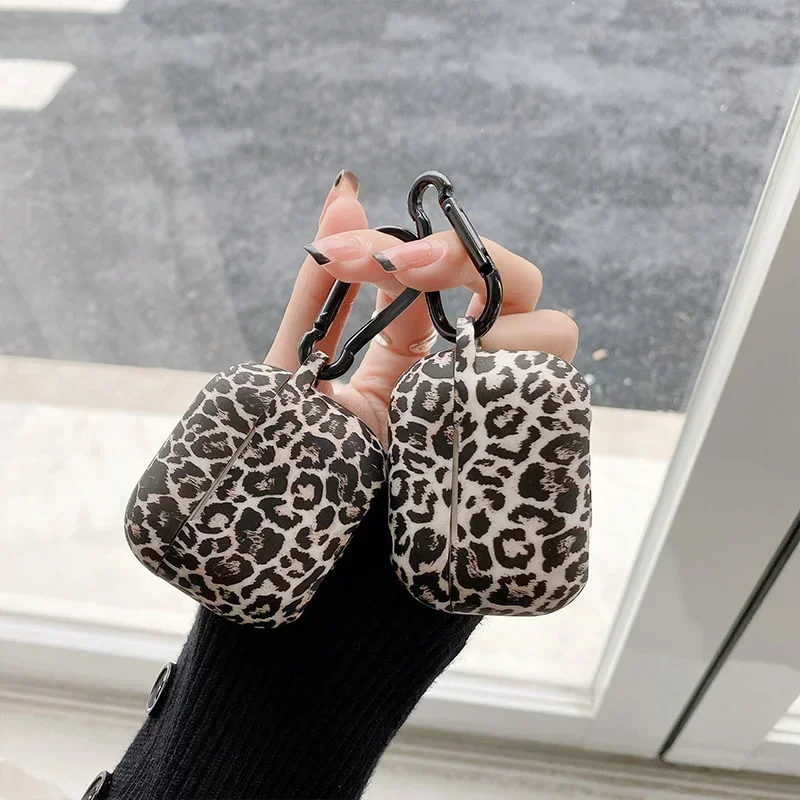 

Leopard Print Earphone Case For Airpods Pro 2 Silicone Protective Cover For Apple Airpods 4 1 2 3rd Generation Shell With Hook