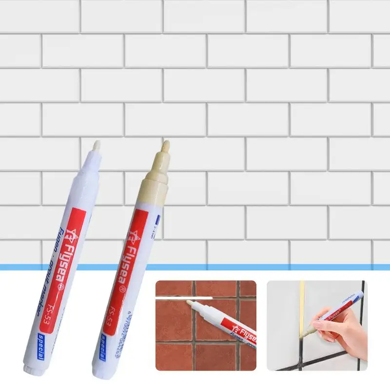 White Beige Waterproof Tile Marker Grout Pen Wall Seam Pen Tiles Floor Bathroom Decontamination Seam Repair