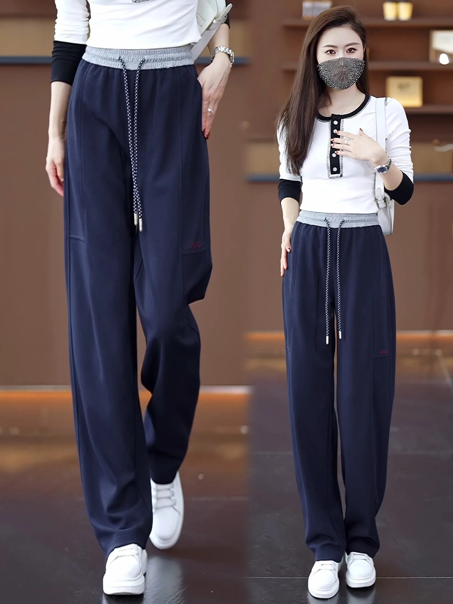 

High Waist Wide Leg Knife Pants Women's Spring Autumn Casual Loose Fit Versatile Comfortable Sports Trousers for Running And ...