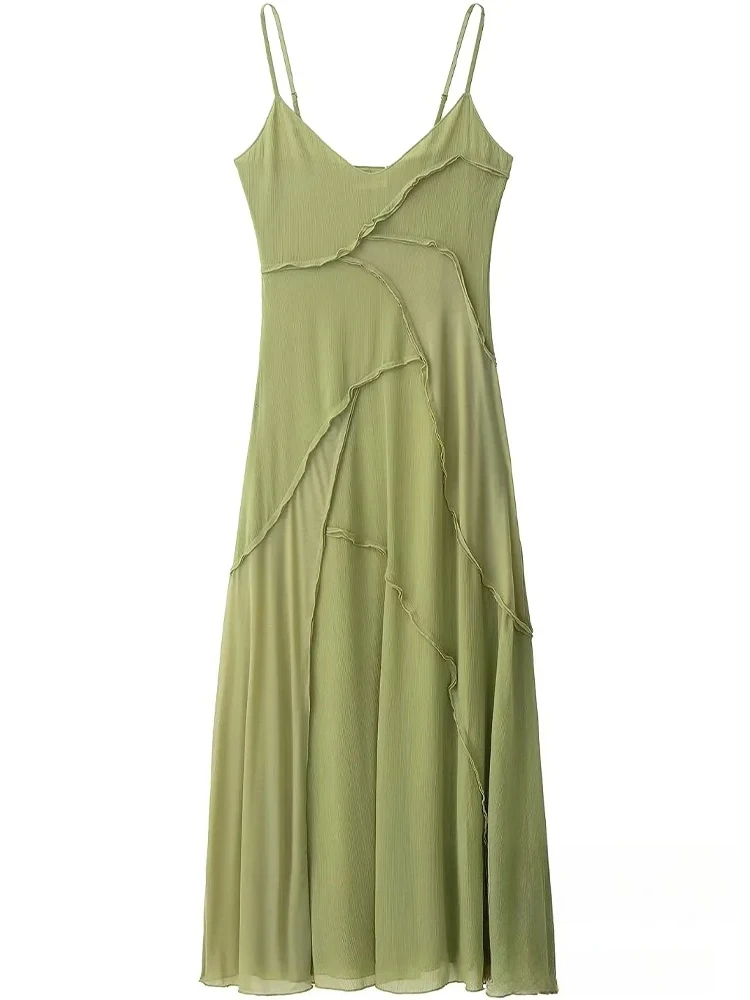 KONDALA Seksowna, elegancka sukienka szyfonowa na wakacje, damska sukienka na ramiączkach, bez rękawów, długa, prosta, vestidos, moda 2025, elegancka sukienka na jesień.