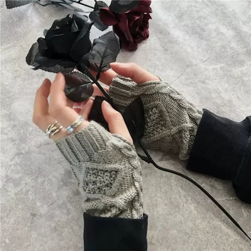 NEUE Damen-Handwärmer-Winterhandschuhe, modische Strickhandschuhe aus Kunstwolle, warme Fingerlose Handschuhe, Gants Femme, Damenhandschuhe – Detail 6