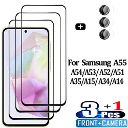 Pelicula Samsung A55 A35 Front Tempered Glass For Samsung Galaxy A55 A54 A53 5G Screen Protector Sansung A35 A25 A15 Cristal Templado Samsung A55 protector pantalla Sansung A34 A24 A14 Verre trempé A 55 Camera Film