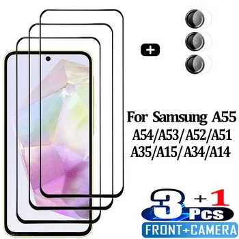 A55 A35 ön temperli cam Samsung Galaxy A55 A54 A53 5G ekran koruyucular Samsung A35 A25 A15 koruyucu Film Samsung A55 telefon Film Sansung A34 A24 A14 Glass Samsung A 55 kamera Lens filmi