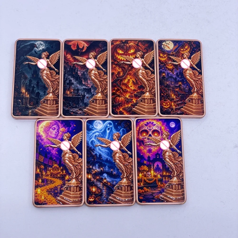 1 oz .999Copper Bar Winged Victory Goddess Halloween UV Color Printed Rectangular Pure Copper Bullion Bar Collectible Gift