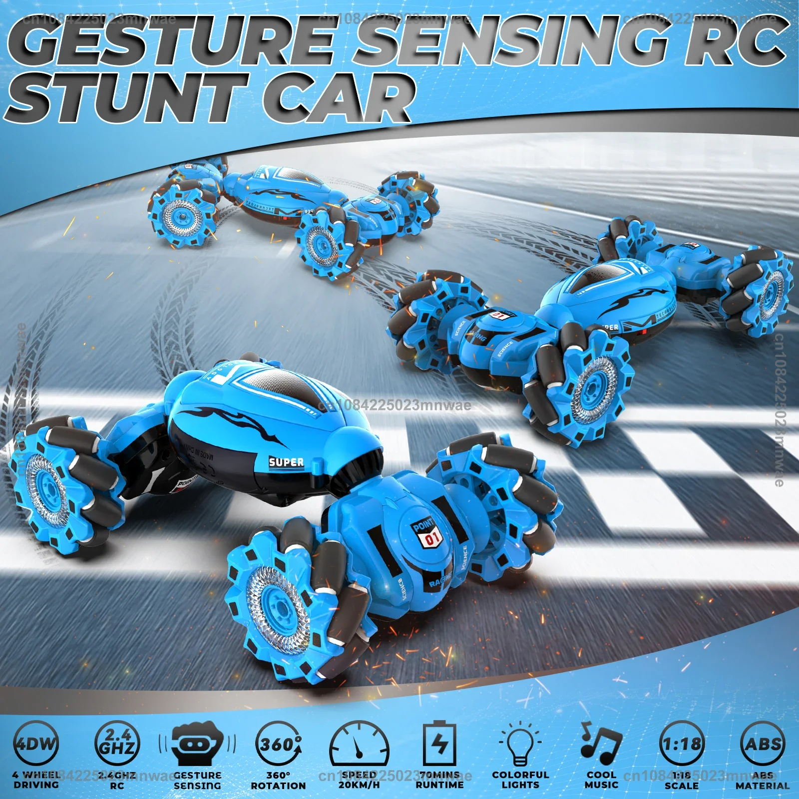 4WD RC Stunt Car Toys 2.4Ghz H&Controlled Remote Control Twist Cars  Transform Off Road for Rotating for 6-12 yr Kids Best Gifts