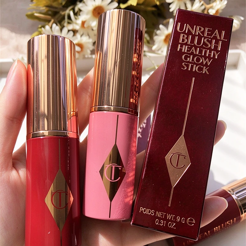 Charlotte Brand Colorful Powder Blusher Stick Water Light Collagen Lip Gloss Pink Diamond Gold Tube Lipstick Tilbury Cosmetics