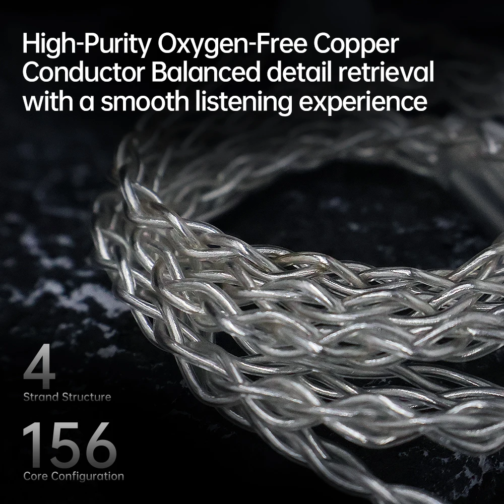 Kabel do słuchawek CCA, 4 żyły, 156 rdzeni, posrebrzana miedź, kable do słuchawek HIFI, wtyk pozłacany 3.5mm/Type-C — zdjęcie produktu 2
