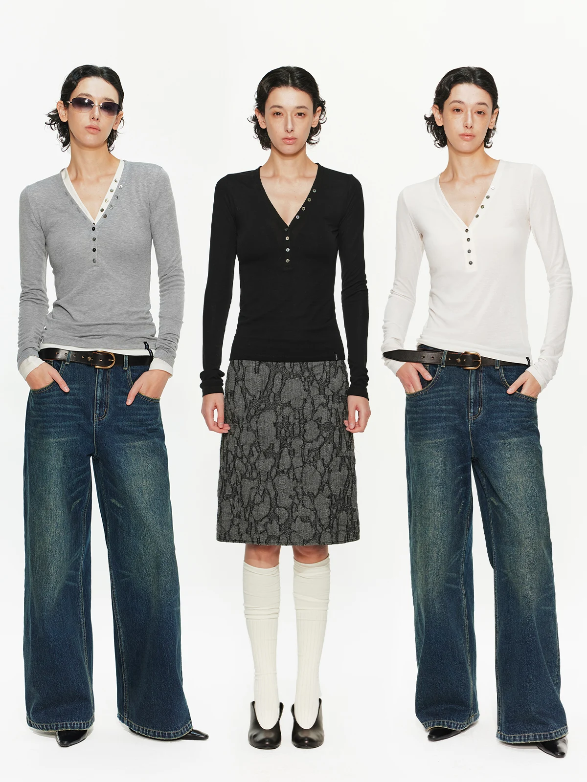 

Женская трикотажная футболка Cleanfit в стиле 90-х с V-образным вырезом, на пуговицах, повседневная, приталенная, с длинным рукавом, из смесовой ткани (лензинг-модал, шерсть, полиэстер), весенняя коллекция.