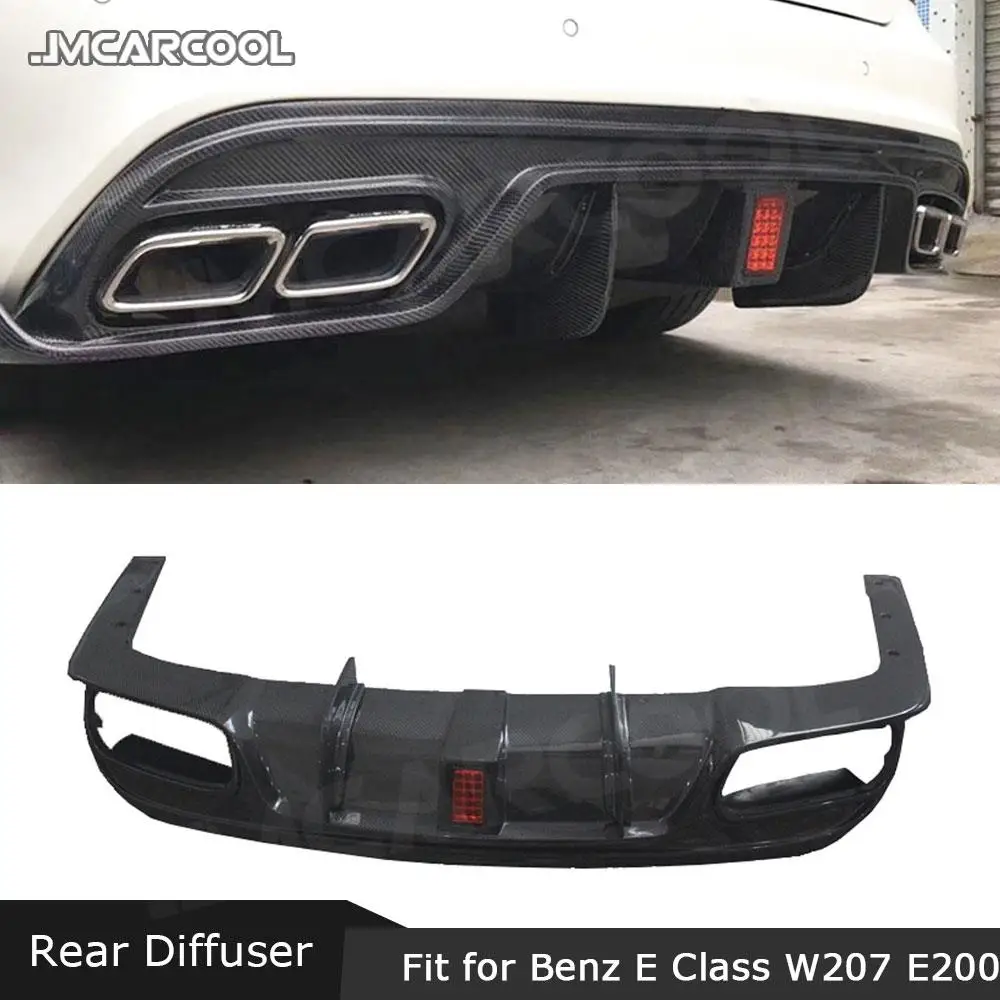 Carbon Fiber Rear Bumper Lip Diffuser with LED Light for Mercedes Benz W207 C207 E200 E260 E300 Coupe 2 Door 2014-2016