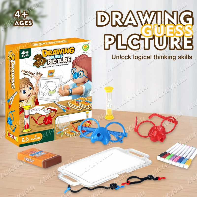 Children's Educational Toy You Draw and I Guess Board Game Quirky Props Hourglass Combination Set Entertainment Interactive Toys