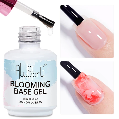 Imagen 2 del producto AWStorG-esmalte de Gel con Base floreciente transparente, 15ml, UV LED, esmalte de uñas para efecto extendido, pintura en Gel de mármol, barniz superior