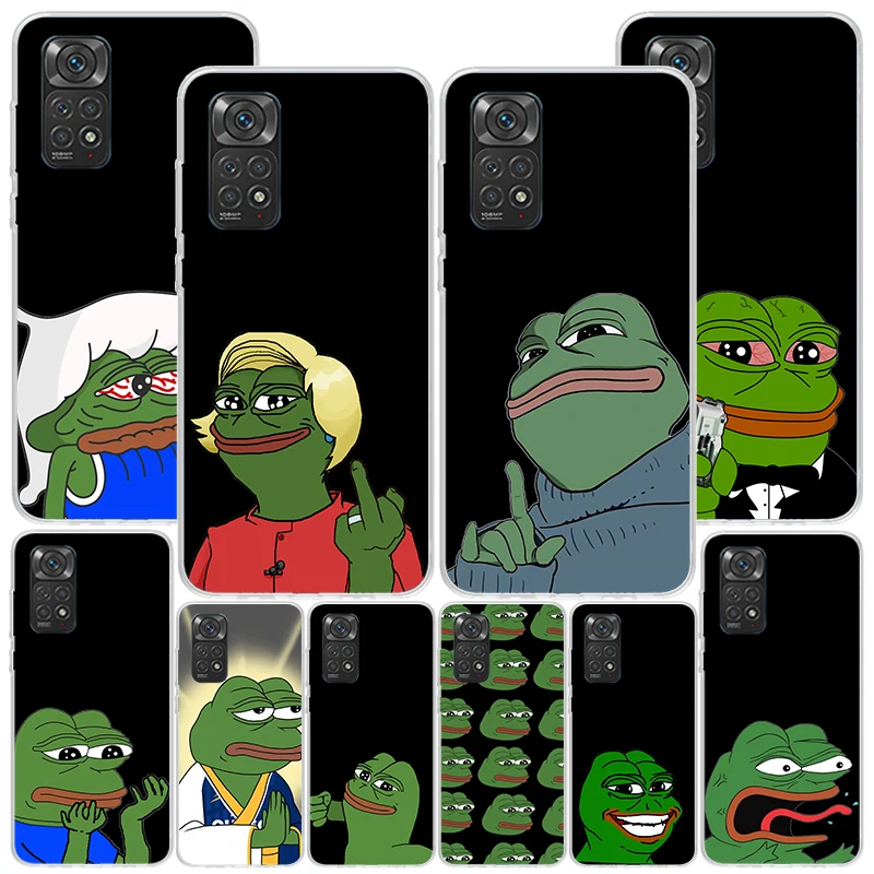 Cute Frogs Party Sad Pepe Phnoe Case for Xiaomi Redmi Note 12 11S 11E 11 10S 10 Pro Plus 9 9S 11T 9T 8 8T 7 Global Unique Cover