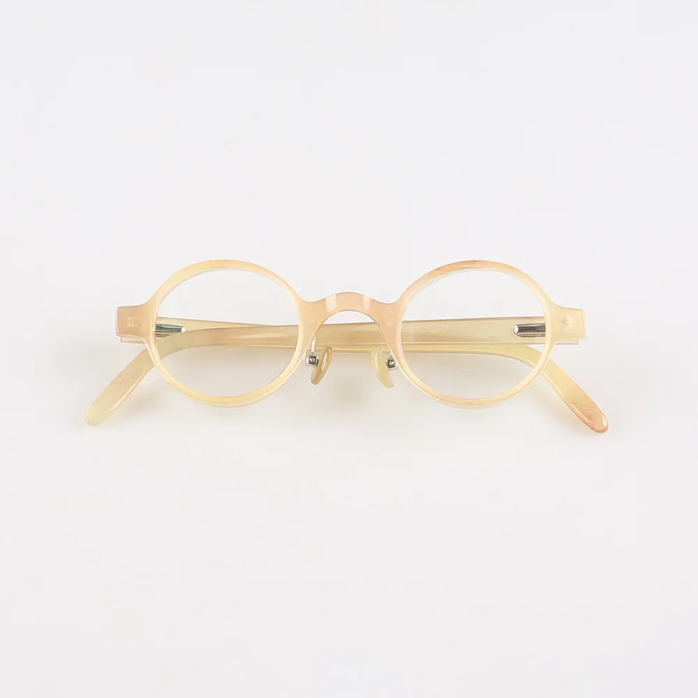 Women Man Glasses Frames Vintage Round Retro Handmade Honey Horn Prescription Reading Eyeglass Frames Optical Lenses Eyeglasses