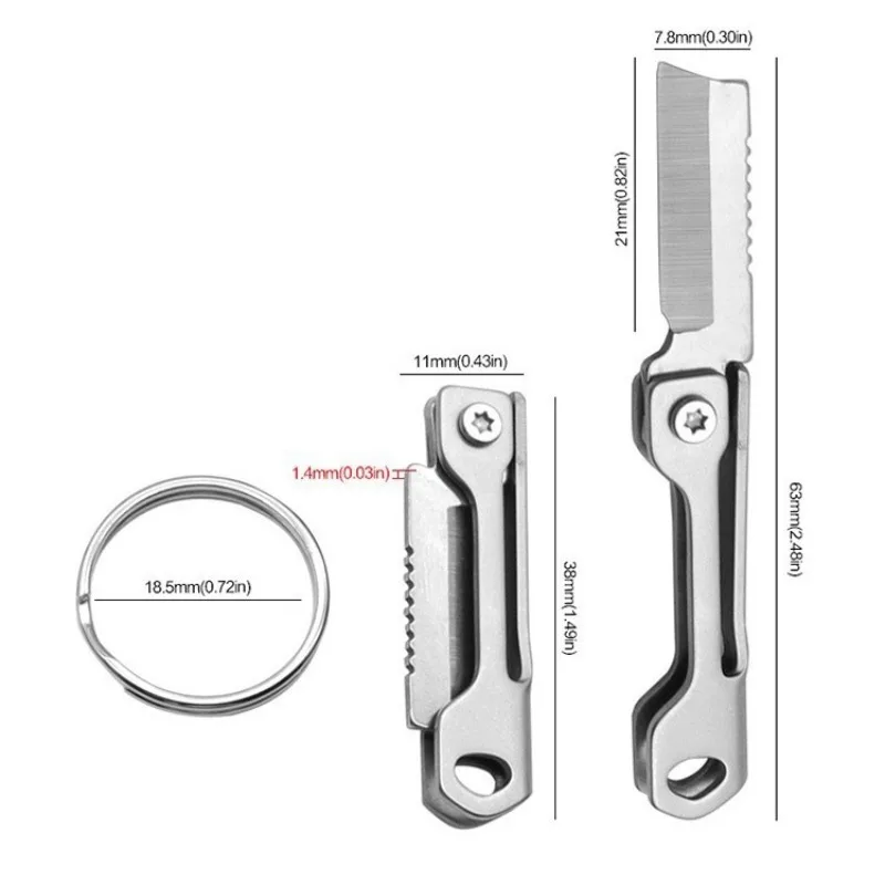 1pc Stainless Steel Folding Knife Mini Square Head Pocket Knife Outdoor Camping Supplies