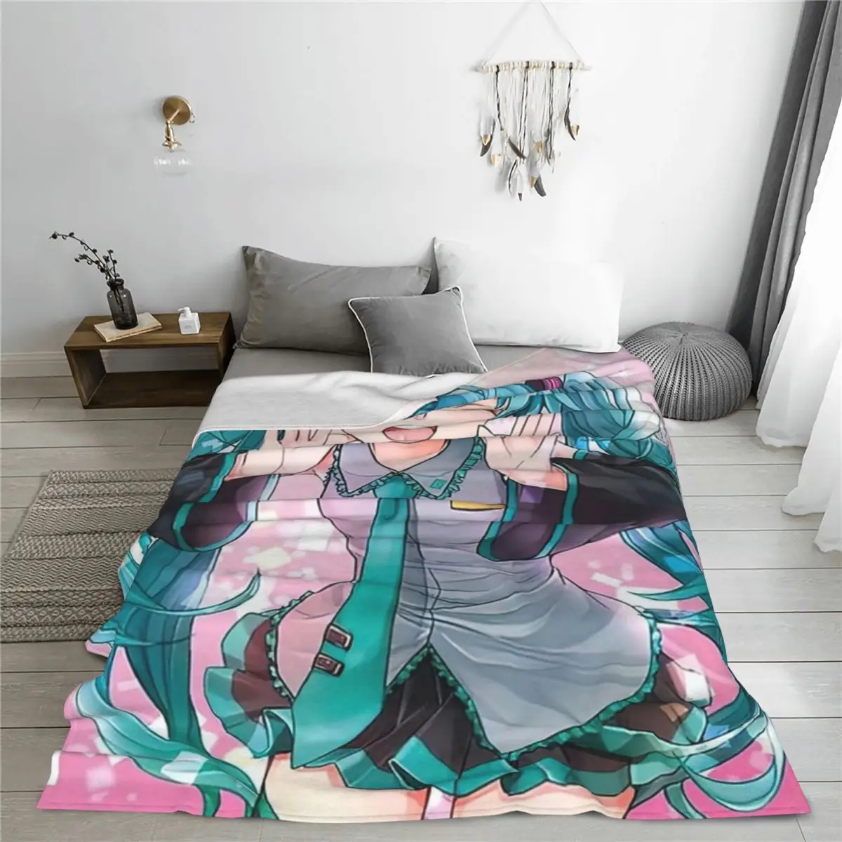 Project Sekai Cute Cirl Blankets Miku Flannel Throw Blanket Summer Air Conditioning Printed Lightweight Bedspreads