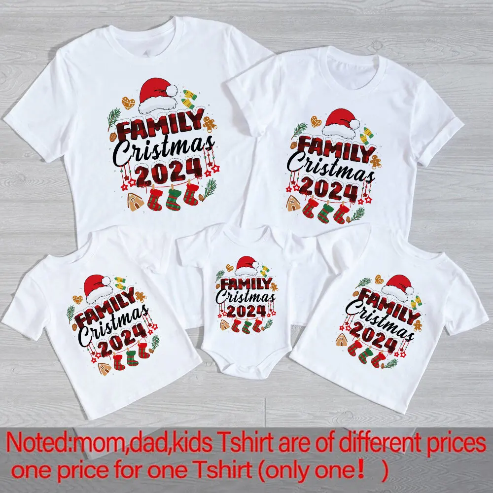 Family Christmas 2024 Print Shirts Family All Together T-shirt Xmas Party Family Clothes Christmas Gifts Adult Kids Baby Tee Top