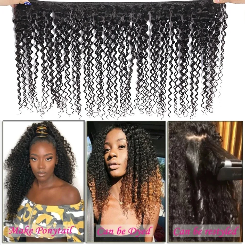 Kinky Curly Human Hair Bundles Brazilian Hair Weaving Bundles 1/3/4Pcs Remy Human Hair Weave Bundles 8-30 Inch Hair Extensions