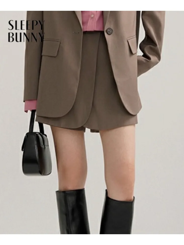 Asymmetric High-Waist Skirt Women Lady A-Line Blazer Mini Skirt Chic Slim Office Short Bottoms for Spring Daily Fashion Looks