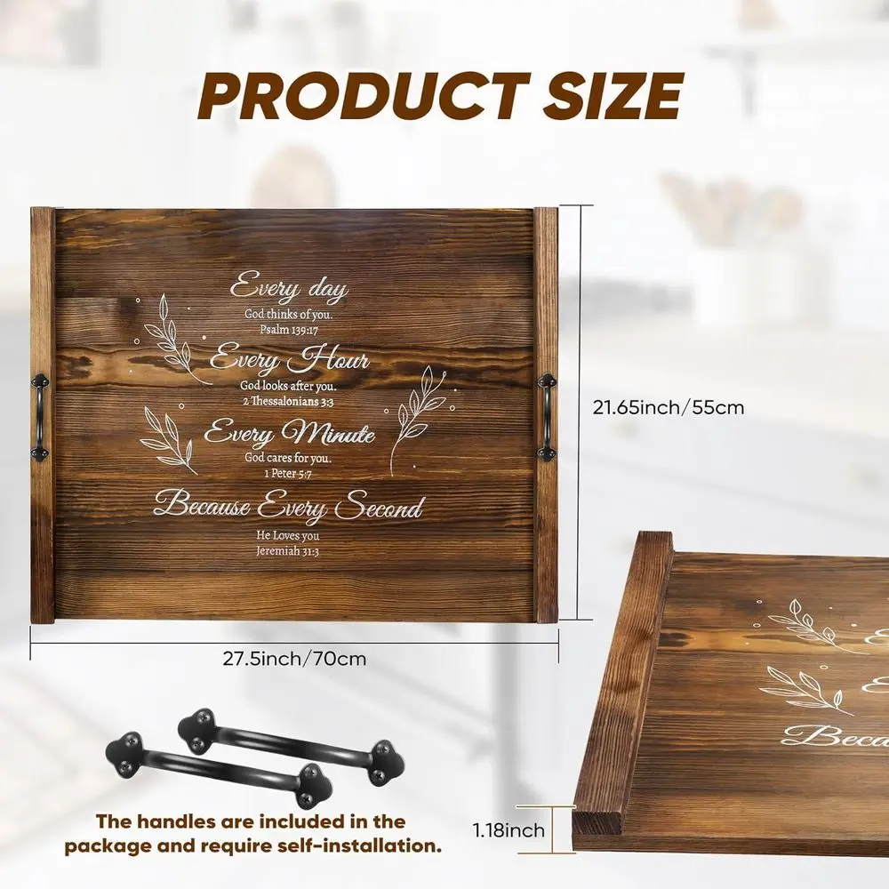 Capa de fogão de madeira estilo fazenda com alças, economizador de espaço de balcão de cozinha para fogões elétricos ou a gás, tampa decorativa de pia a