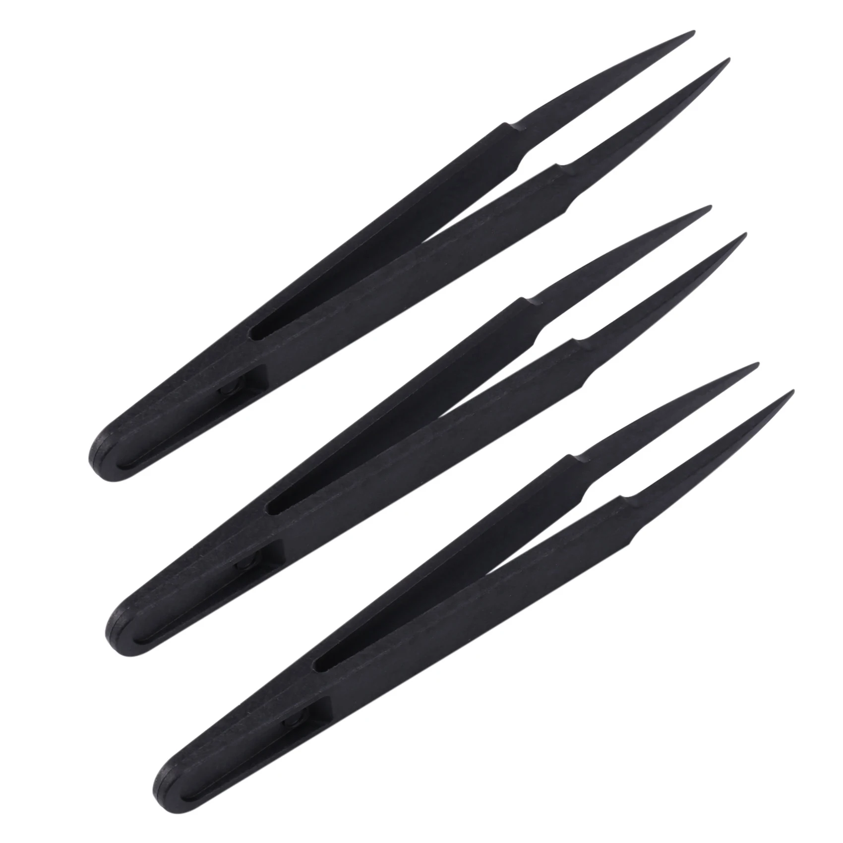 [Superx&KND]60 Pcs Black Plastic Electronic Pointy Tip Anti-Static Tweezers