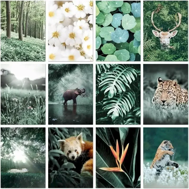 

381292 Landscape Of Plants And Animals Paint By Numbers Handpainted Picture Paint Landscape Number Paiting Gift