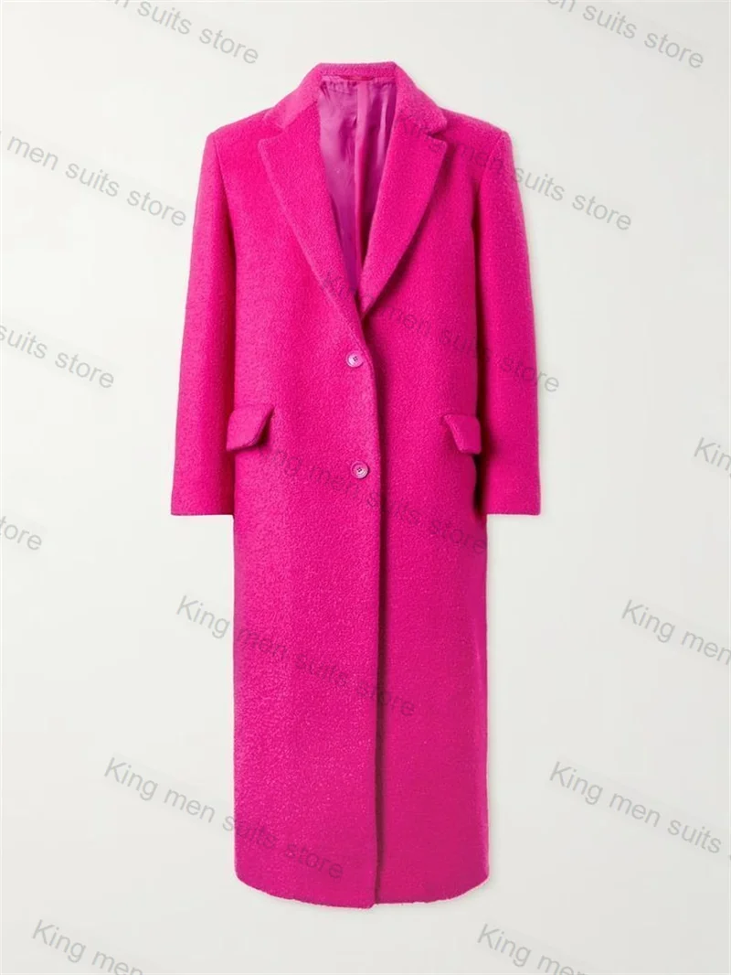 Pink Cashmere Wool Women Suit 1 Piece Blazer Overcoat Winter Thick Customized Formal Office Lady Jacket Wedding Prom Dress Coat