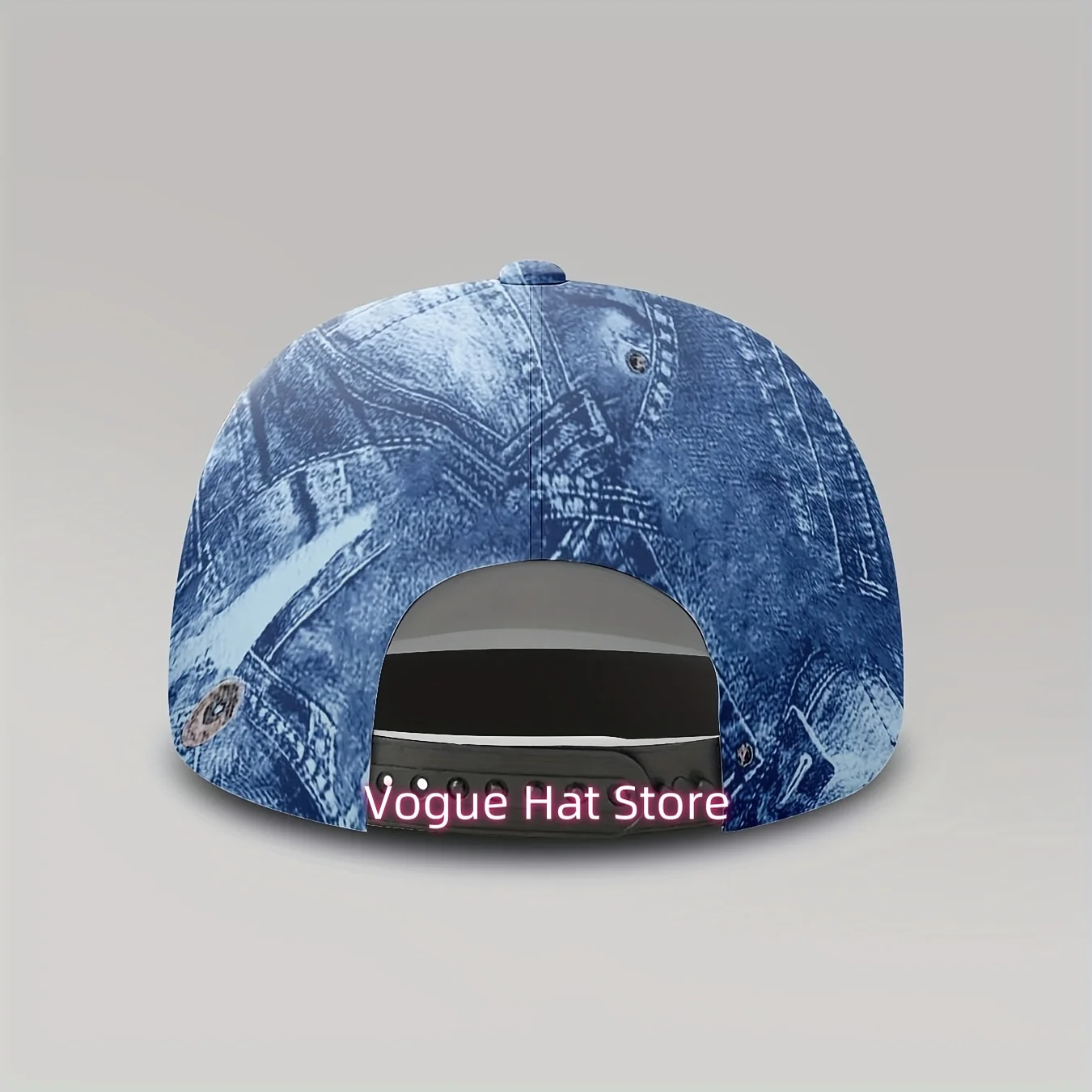 1pc Print Baseball Cap for Men & Women - Adjustable Sun Hat with Patchwork Jeans Pattern, All-Over Blue/Dark Brown/Beige, Vintag view 5