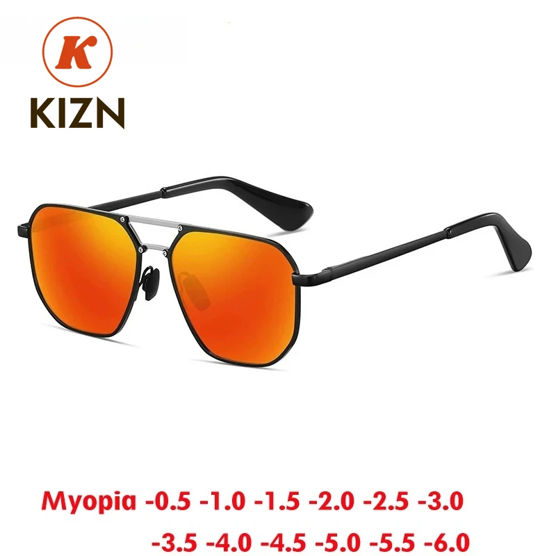 

KIZN 2026 NEW Polarized Myopia Sunglasses Women Men Prescription Alloy UV400 Glasses Optics Square Custom Eyewear -0.5 to -6.0