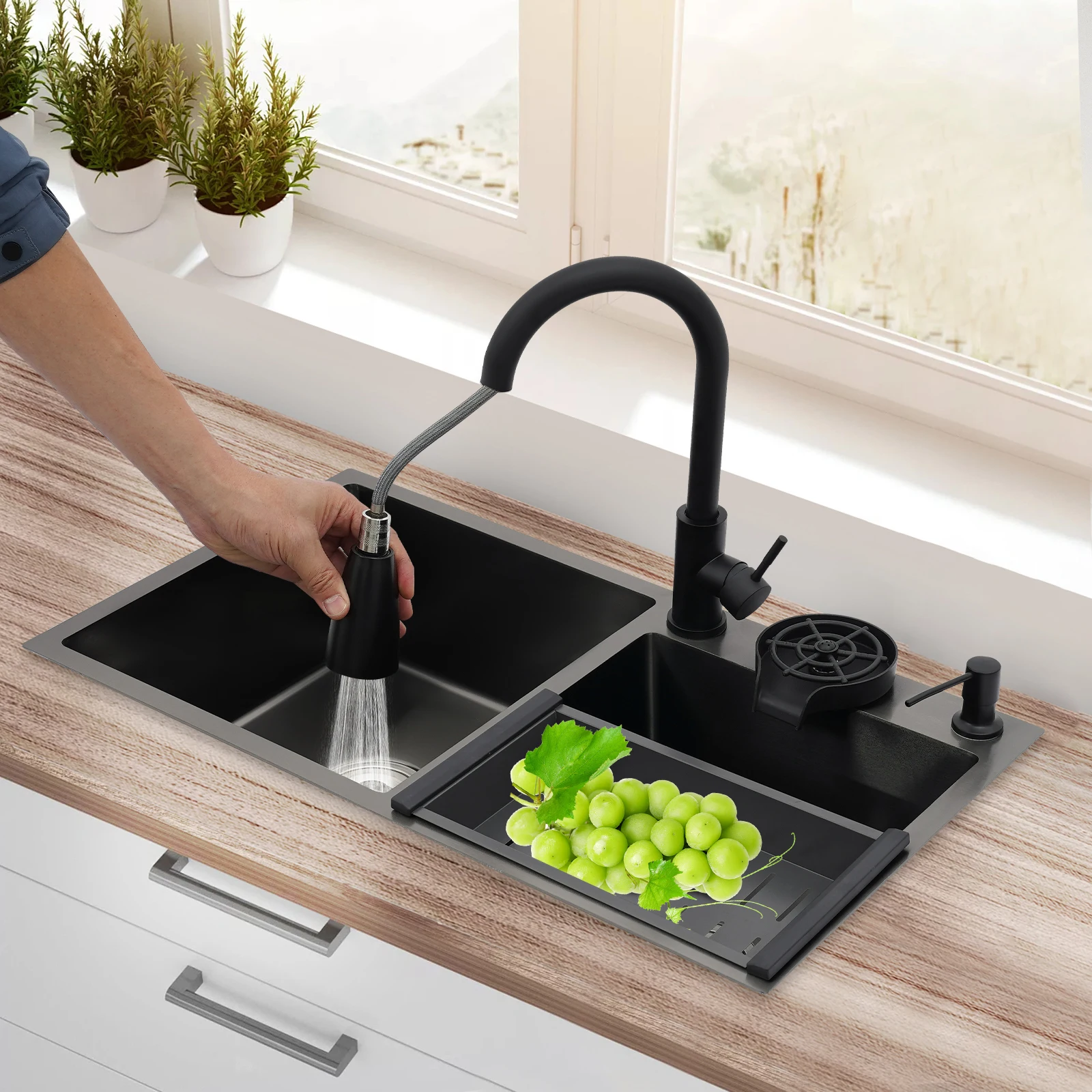 

Кухонная мойка, раковина из нержавеющей стали, многофункциональный набор кухонных мойков 78x43x21