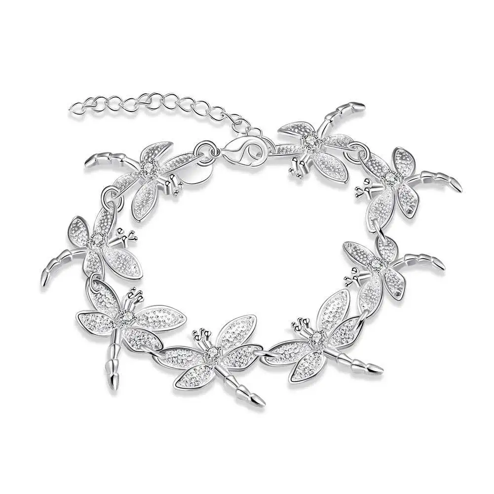 Armband aus 925er-Sterlingsilber, Libellen-Armband für Damen, schlichtes modisches Armband, Geburtstagsfeier, Hochzeitstag, Schmuck, Geschenk