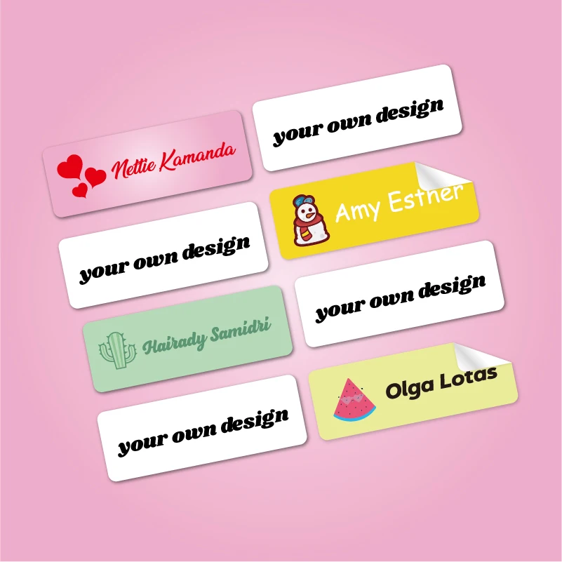 Free Shipping Customize Name Stickers 14x40mm 100 Pieces Pack Personalized School Tags Waterproof Vinyl Labels For Children Kids