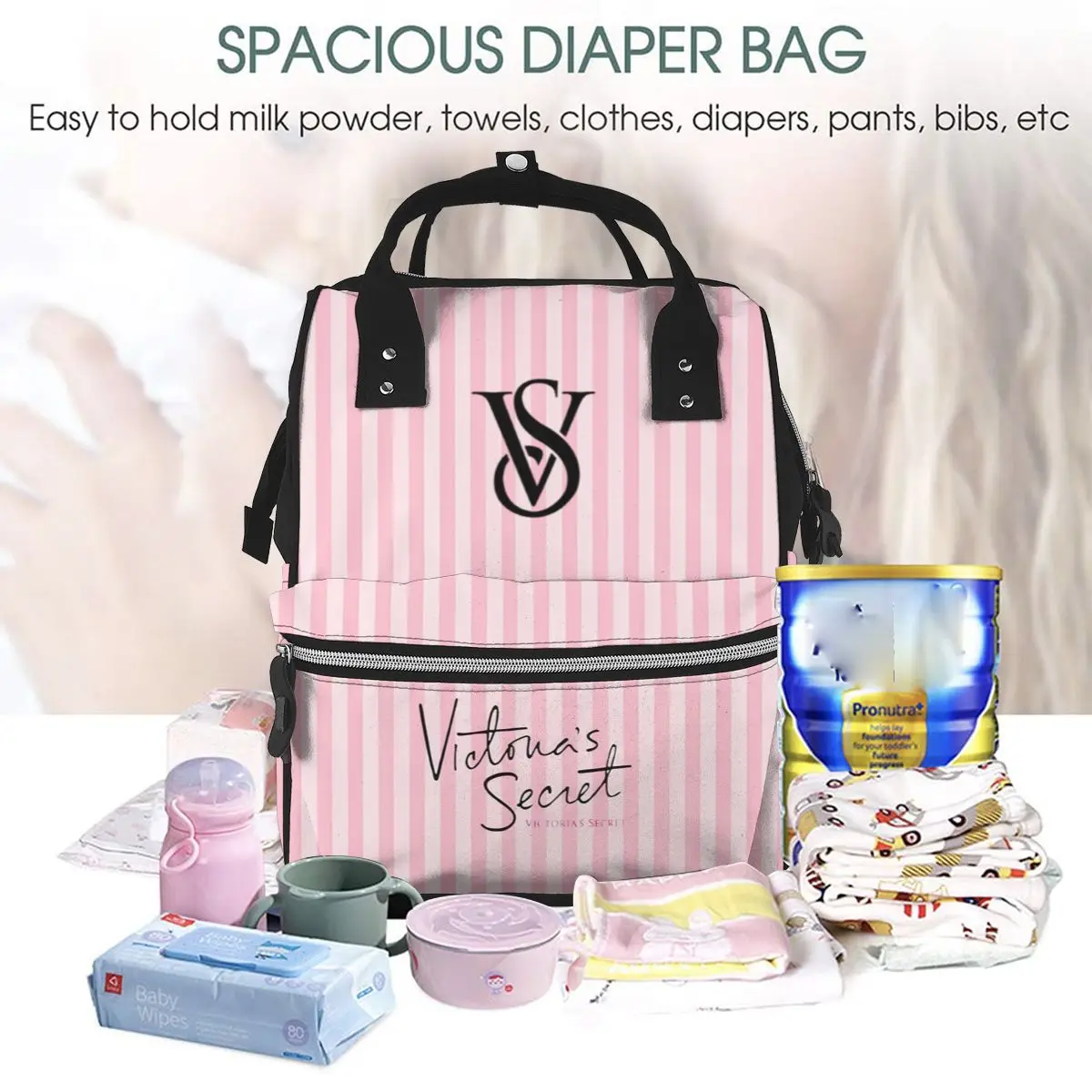 Love-Victoria-S-Pink-Secret Mommy Bag, новая мода, ручной холщовый рюкзак для хранения молока, женская сумка, сумка для бутылочки для мамы и ребенка