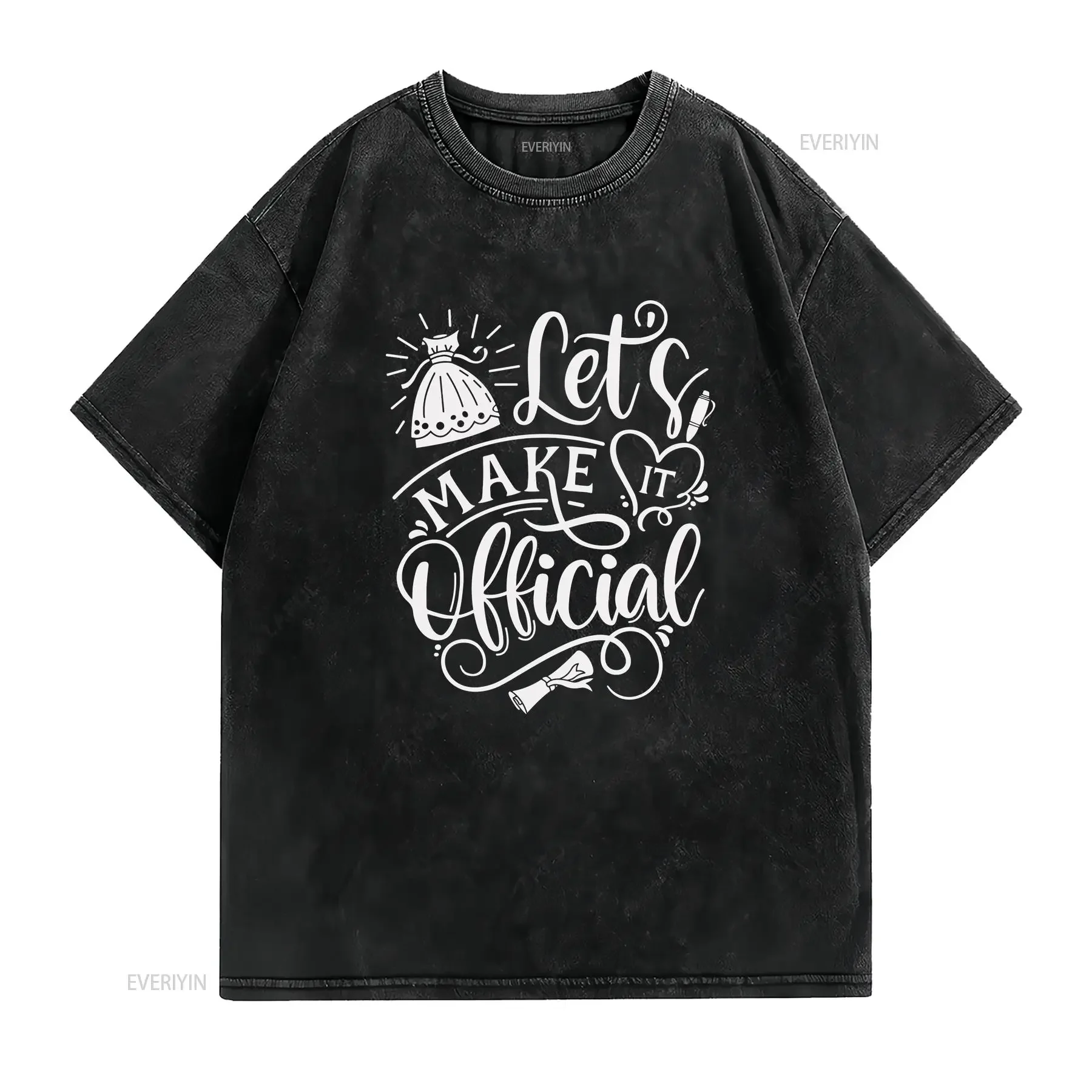 Lets Make It Official Wedding OfficianT T Shirt for Vendor Thank you from Bride Groom vintage Washed graphic Casual Slightly