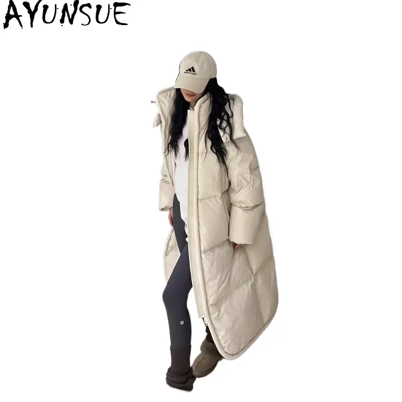 AYUNSUE Goose Down Coat High Quality Puffer Jacket Warm Elegant Long Down Coats All-purpose Winter Clothes Women 2024 여자겨울 패딩