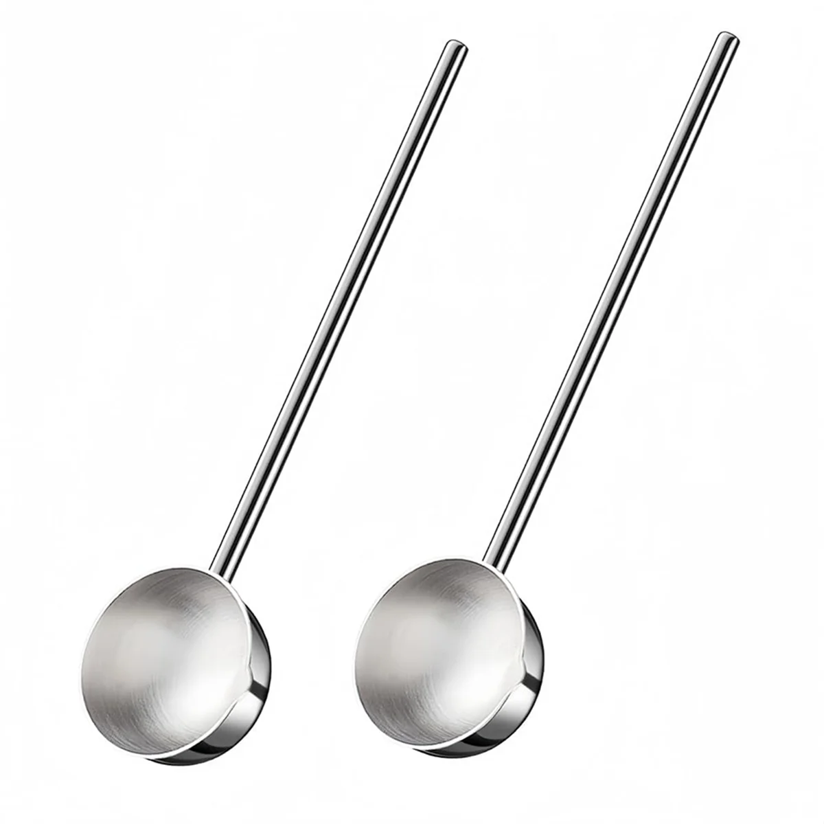 Small Soup Ladle Stainless Steel Metal Deep Spoon with Pour Spout 2Oz Long Handle Gravy Ladles for Kitchen 2 Pack