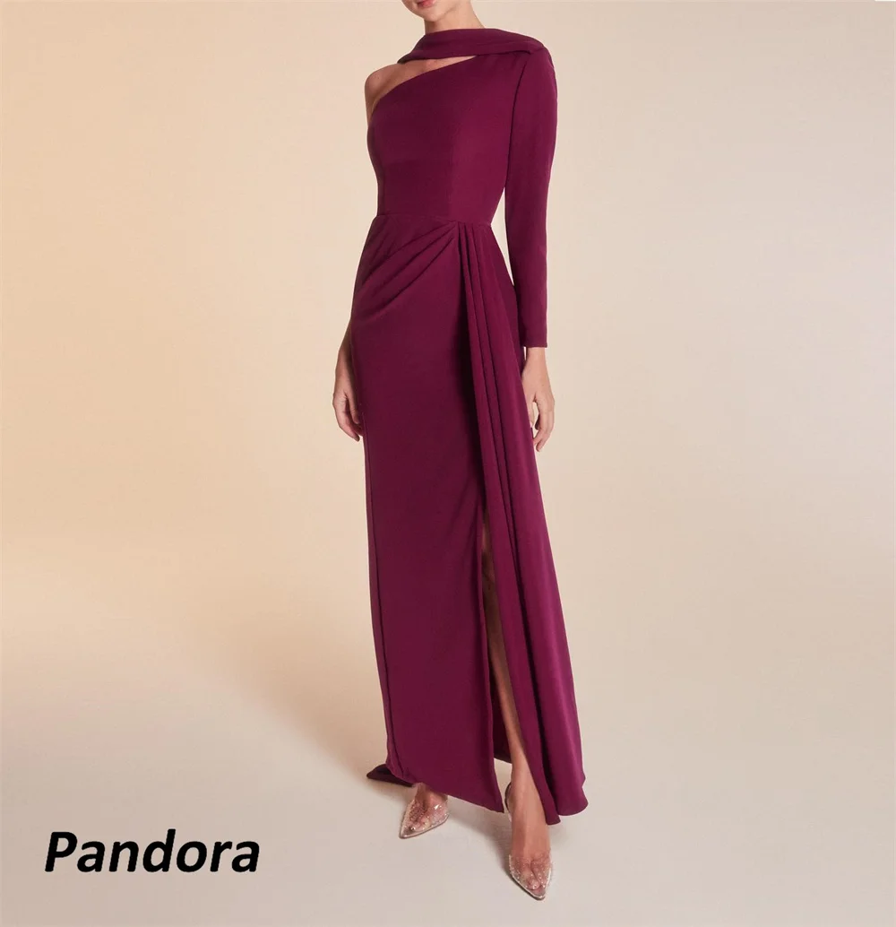 

Pandora Mermaid One Shoulder Dubai Prom Dress Pleated High Slit Evening Summer Elegant Party Dress For Women 2024