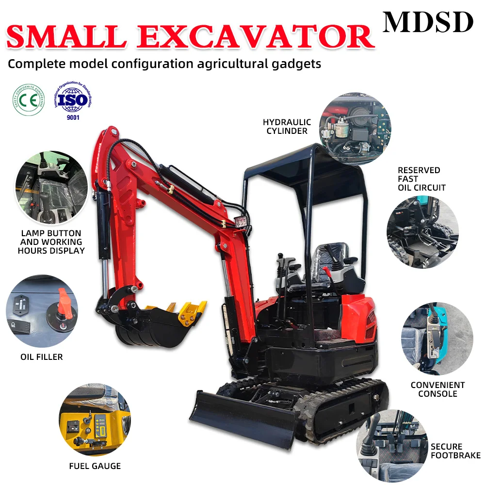 1.2 Ton Diesel Mini Excavator With Attachments EPA Euro 5 Engine Customized Orchard Small Excavator Cheap Price Excavators