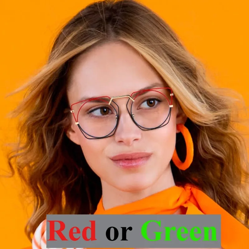 Fortschrittliche Anti-Blaulicht-Brille für Damen, Metall-Brillengestell, super robuste Brillenbeine, polygonale flache Gläser, Außendekoration