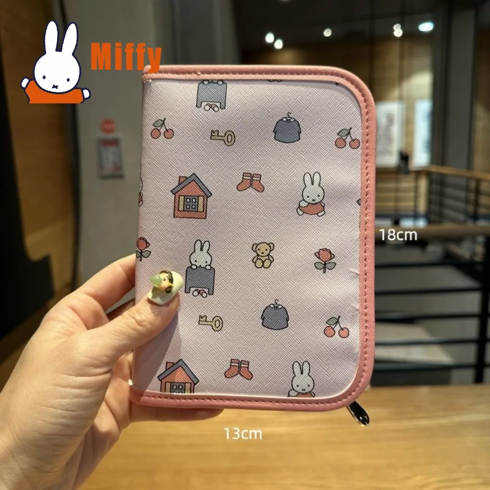 Kawaii Miffy Travel Passport Holder Cute PU Zipper Wallet Multi-slot Card Organizer Transparent ID Window Airport Girl Gift view 2