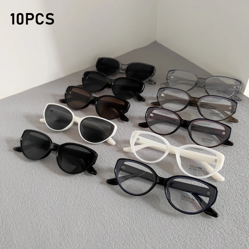 10 Piece Set Wholesale Sunglasses For Women Fashion Cat Eye Outdoor Travel Party Shades Eyewear Trendy Anti-blue Light Glasses