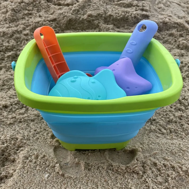 Beach Bucket Sand Toy for Kids,Foldable Sand Bucket Sand Box Toy Girls Portable Travelling Sand Bucket Toddlers Camping Gear Toy