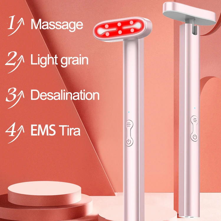 Dispositivo di bellezza EMS Microcorrente 520NM - 90 °   Testa girevole, dock di ricarica: sollevamento occhi viso collo stringe antietà
