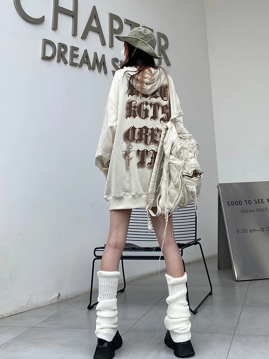 

Парные оверсайз худи с начесом для осени и зимы, уличный стиль, свободная верхняя одежда, хлопковая подкладка, длинный рукав, в стиле High Street BF