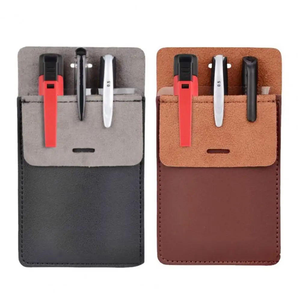 مقلمة الصدر مقلمة مصنوعة يدويًا معطف المختبر وحقيبة تخزين القلم منظم للوازم المكتبية المدرسية من جلد البولي يوريثان للقمصان