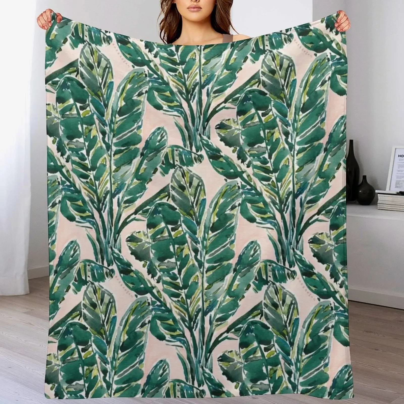 BIG FEELINGS BANANA LEAF TROPICAL Throw Blanket Stylish Decor Blanket Gift for Friends Roommate