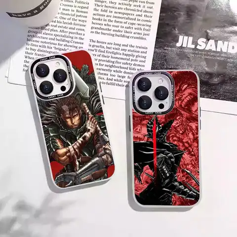 Berserk Guts Anime Phone Case Laser IMD Color Silver Shell For IPhone 17 16 15 14 13 12 11 Air Pro Max Plus