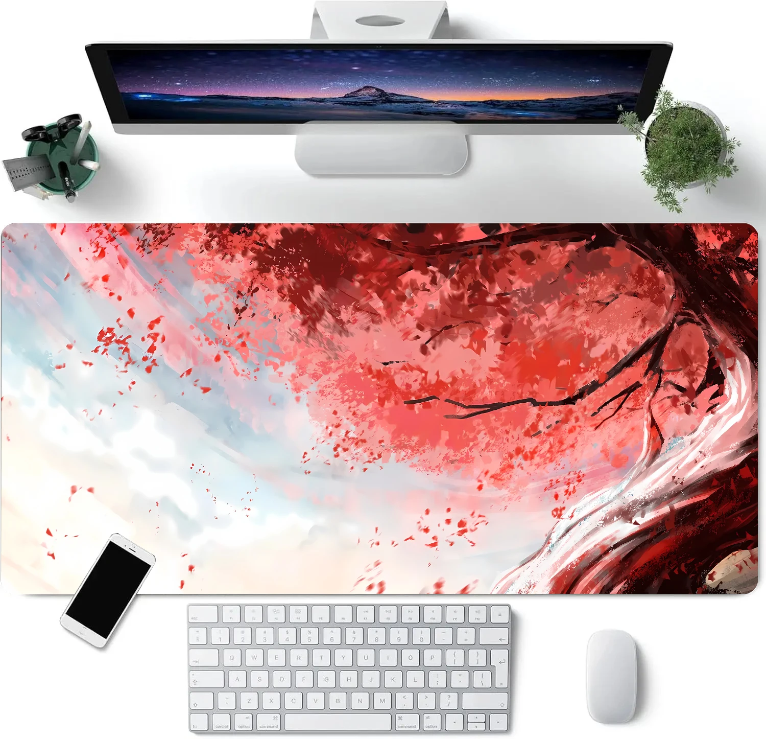 Cherry Blossom Tree Oil Painting Design Mouse Pad Large Computer Office Mat Rubber No-slip Gaming Accessories Keyboard Desk Pads