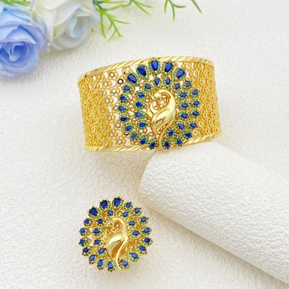 

Флора Дубай Саудовская Аравия Стиль Циркон Позолоченный Браслет Свадебный Комплект Ювелирных Изделий Женская Мода Аксессуары Для Вечеринок